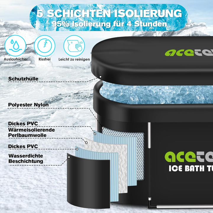 380L grosse ovale Eisbad Tonne für Athleten, mehrschichtige tragbare kalte Eisbad Badewann im Freien
