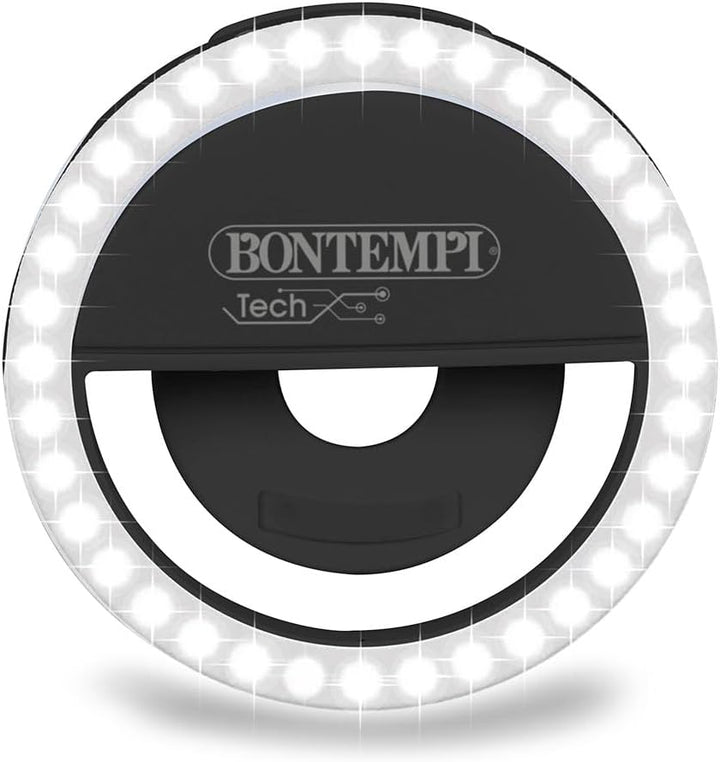 Bontempi | 2 Drahtlose Lavalier-Mikrofone mit Ring Light, Kompatibel mit Smartphone, Tablet, Laptop,