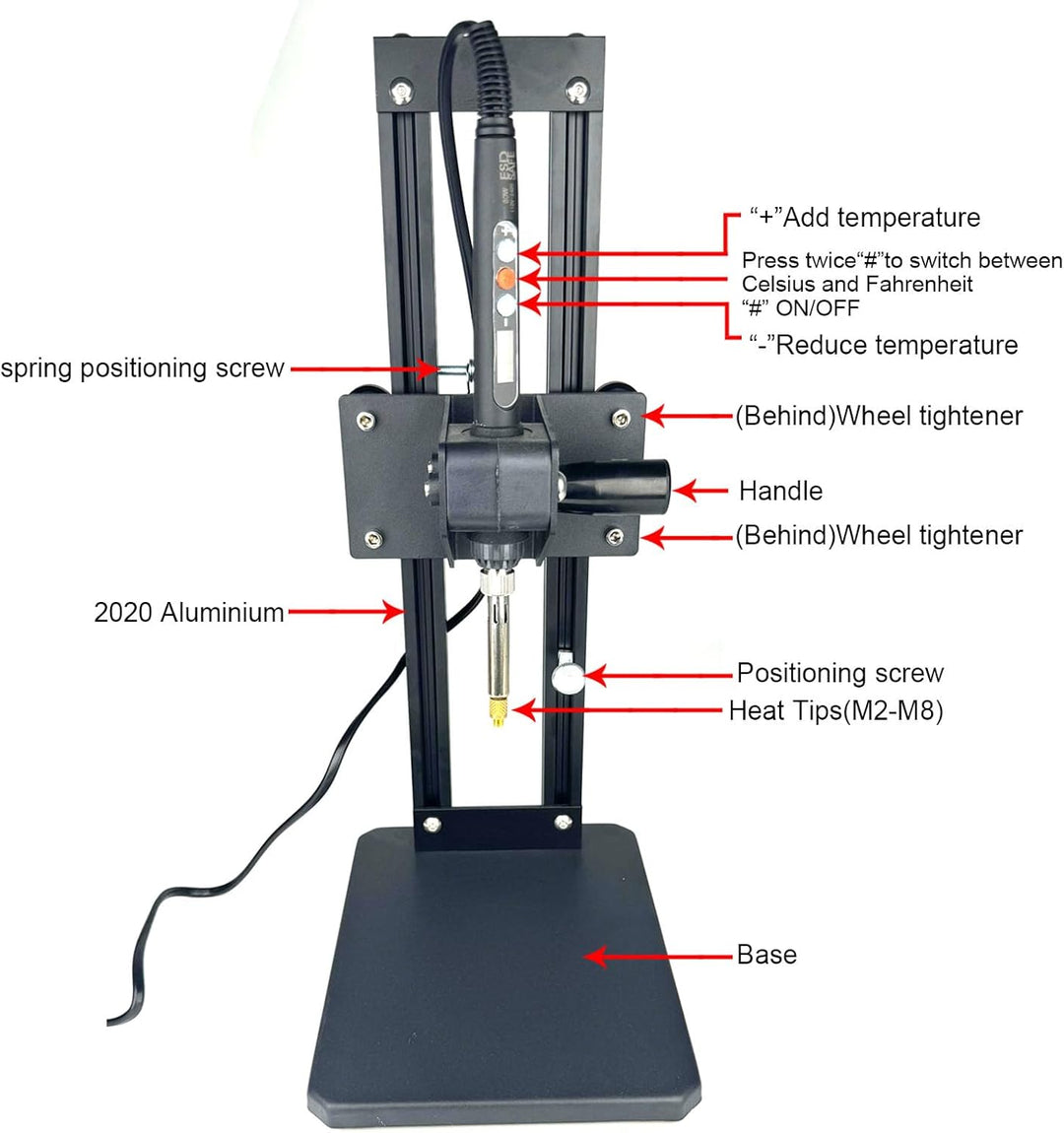 Vertikale Wärmepresse, Werkzeug (Einsteckhöhe 210 mm) mit Heatset-Spitzen, M2-M8, fügen Sie metrisch