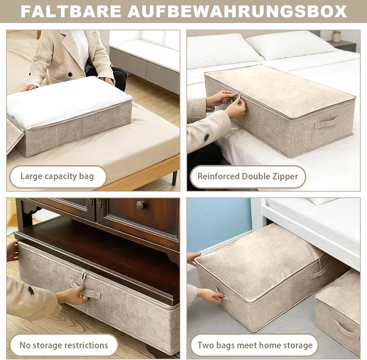 2 Stück Unterbett Aufbewahrungsbox, Unterbettkommode, Faltbarer Unterbett Aufbewahrung Gross, Unterb