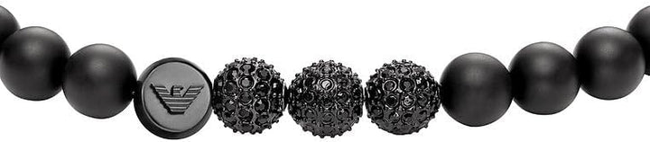 Emporio Armani Herrenarmband, Edelstahlkettenarmband Schwarz, Schwarz