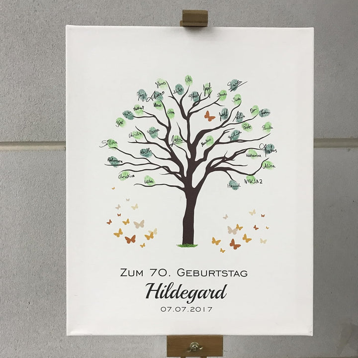 KATINGA Leinwand Zum Geburtstag - Motiv Baum - als Gästebuch für Fingerabdrücke (30x40 personalisier