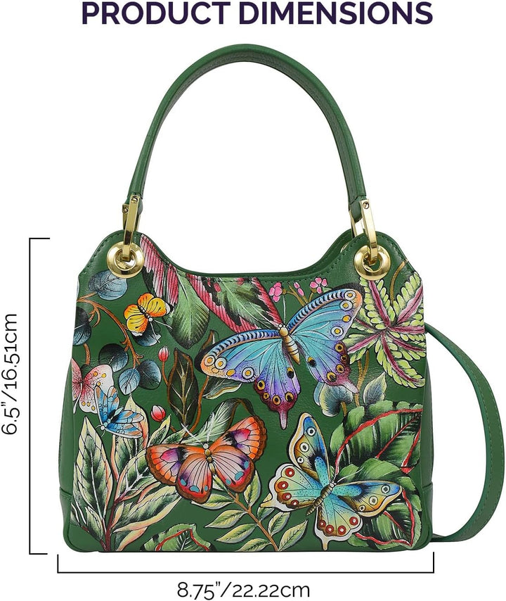 Anuschka Damen Satchel with Crossbody Strap-708 Tasche Einheitsgrösse Dancing Leaves, Einheitsgrösse