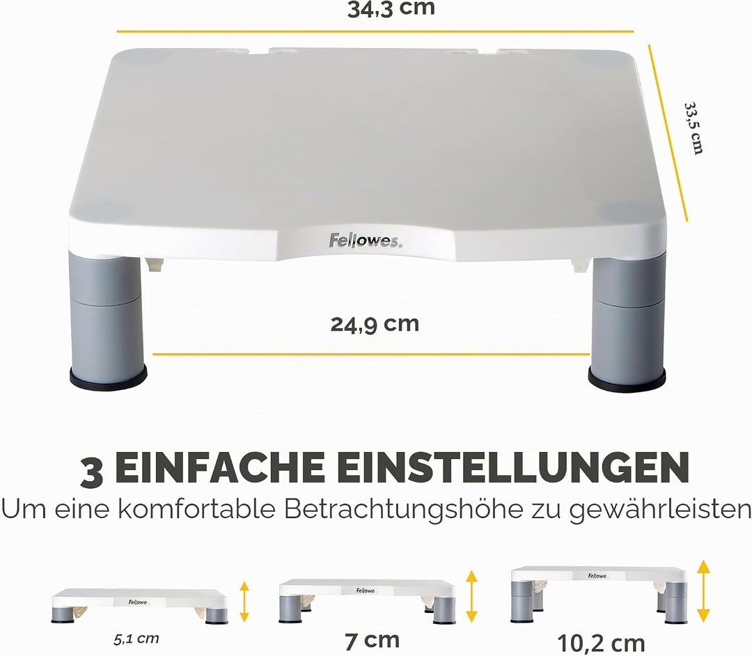 Fellowes Monitorständer Standard, höhenverstellbar, ergonomisch, sehr stabil für alle Arten von Moni