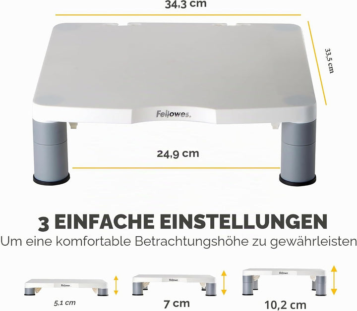 Fellowes Monitorständer Standard, höhenverstellbar, ergonomisch, sehr stabil für alle Arten von Moni