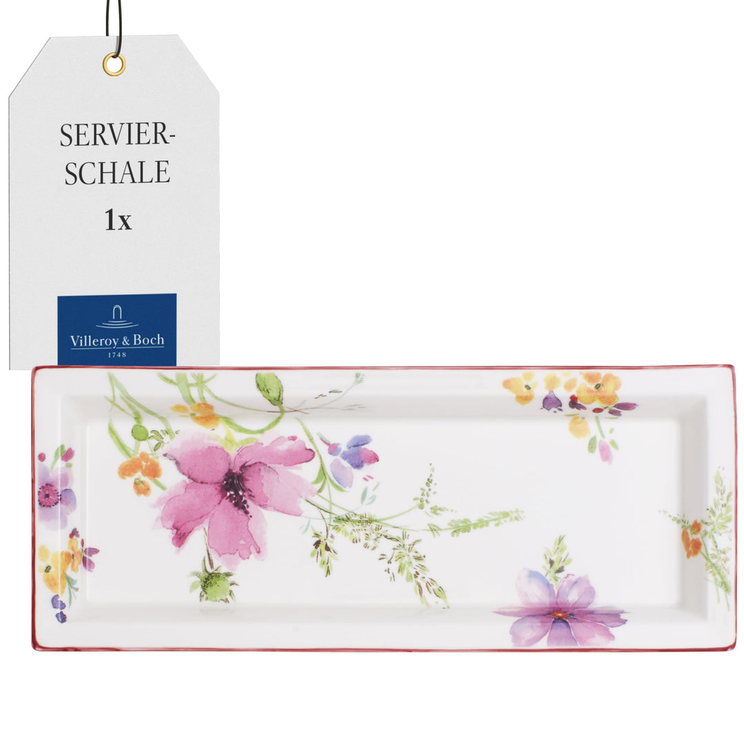 Villeroy und Boch - Mariefleur Gifts Rechteckige Schale, Servierschale aus Premium Porzellan mit flo
