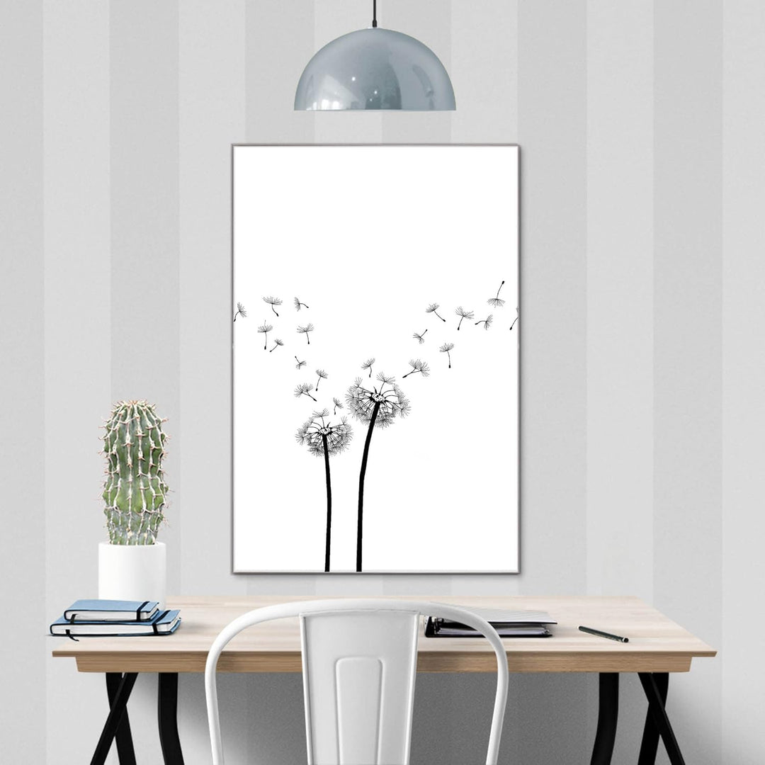 banjado® Glas Magnettafel mit 4 Magneten - Magnetwand 40x60cm mit Motiv Pusteblume 2 - Memoboard/Pin