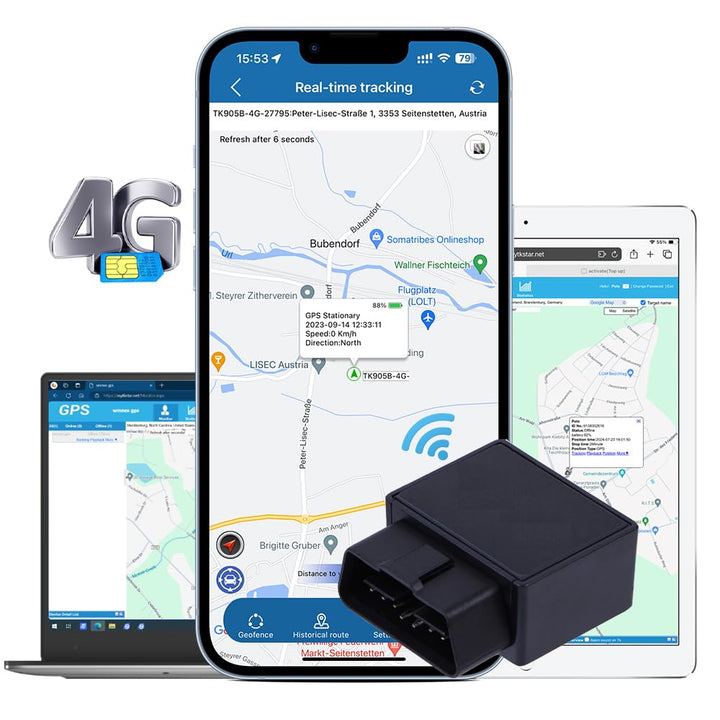 TKMARS GPS Tracker 4G OBD2 Stecker für Auto, Fahrzeuge, LKW, Diebstahlschutz Online weltweit mehrere