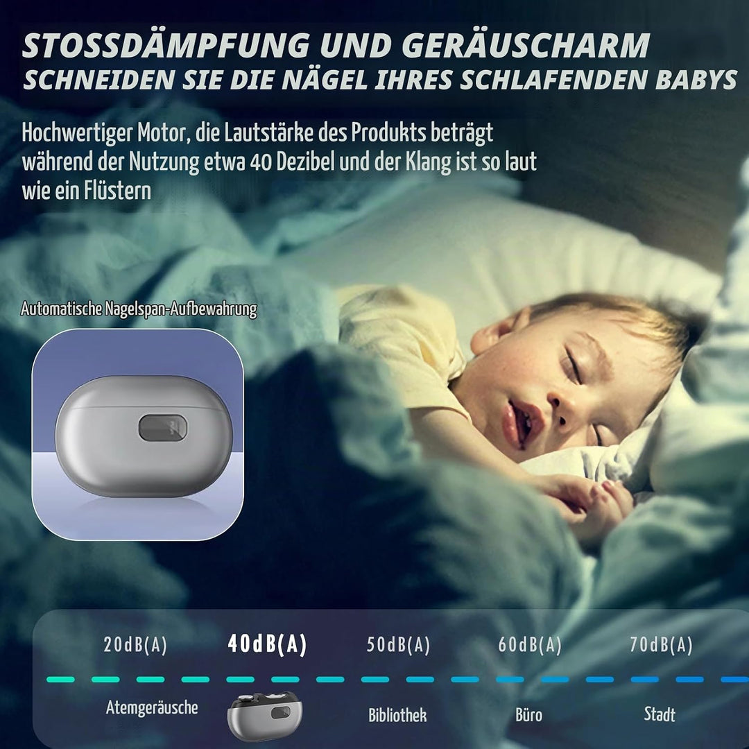 OneNine Elektrischer Nagelknipser, 3 in 1 Automatisches Schneiden Schleifen und Aufbewahren von Nage