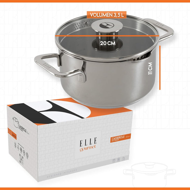 Classique Kochtopf mit Deckel - Ø 20 cm - Suppentopf Induktion Pfanne - Antihaft-beschichtung - Geei