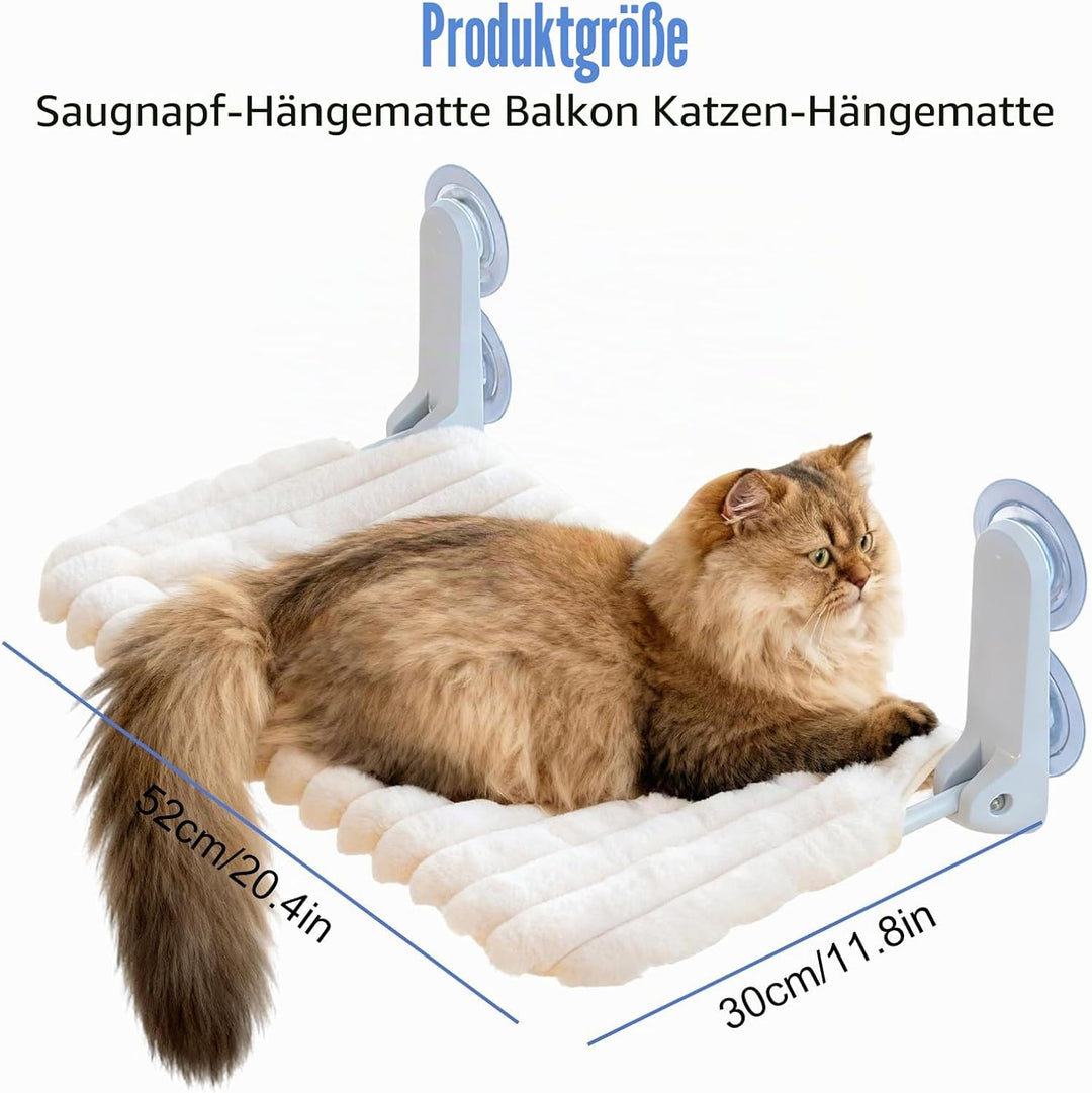 Katzen Fensterhängematte, 30×52cm Fensterliege für Katzen mit Starken Saugnapf, Grosse Plüsch Abnehm