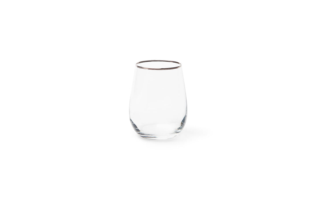 Excelsa Platinum 6er Set Wasserbecher, mundgeblasenes Glas, Rand silber, 470 ml