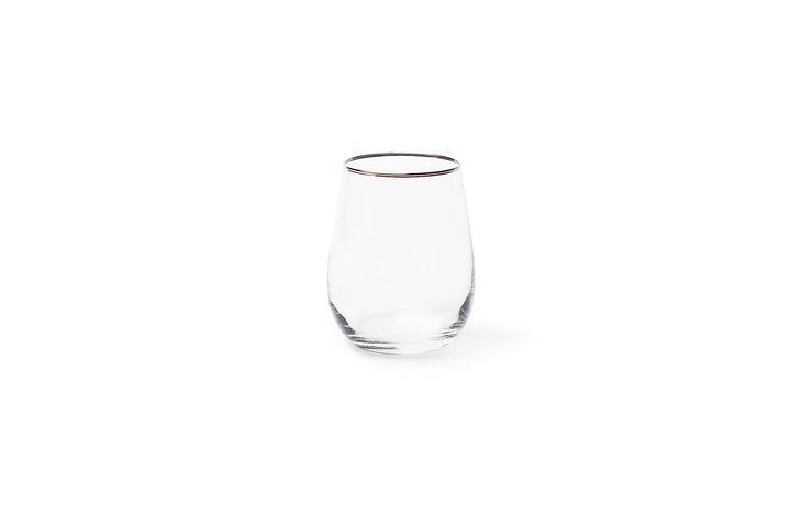 Excelsa Platinum 6er Set Wasserbecher, mundgeblasenes Glas, Rand silber, 470 ml