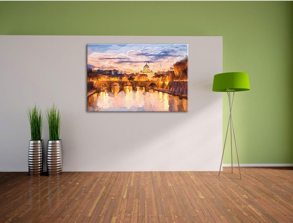 Nachtansicht der Basilika St. Peter in Rom Kunst Pinsel Effekt, Format: 120x80 auf Leinwand, riesige