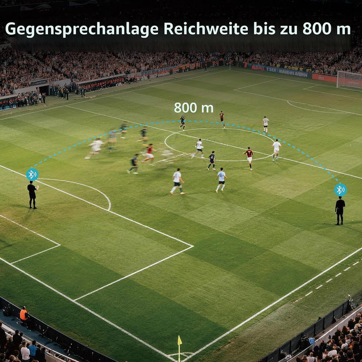 EJEAS V6C Fussball Schiedsrichter Bluetooth Intercom Headset mit CVC Rauschunterdrückung und Armtasc