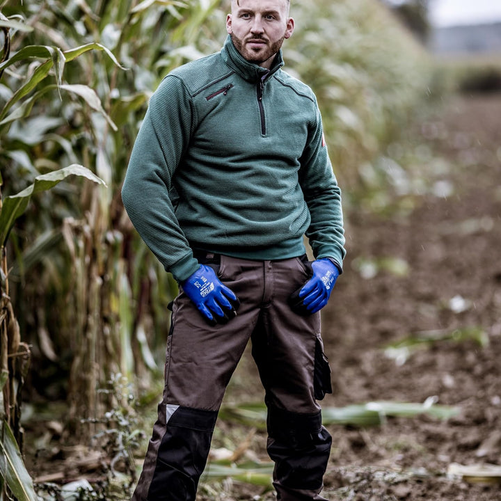 Nitras Herrenpullover Motion TEX Plus für die Arbeit mit Gummibund &amp; hohen Stehkragen XS Grün, XS Gr