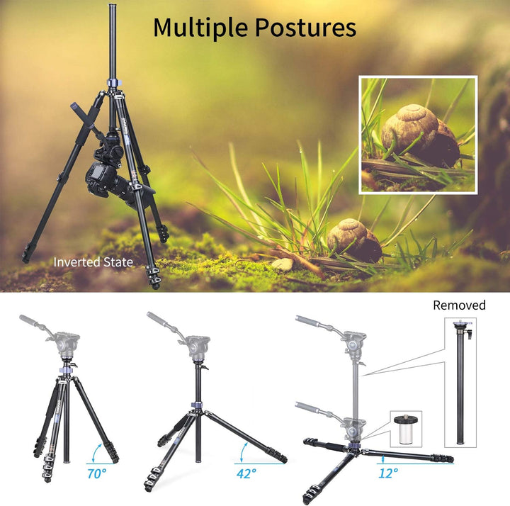 INNOREL MT70 Professionelles, multifunktionales, kompaktes Videostativ mit Fast Flip Buckle 360-Grad