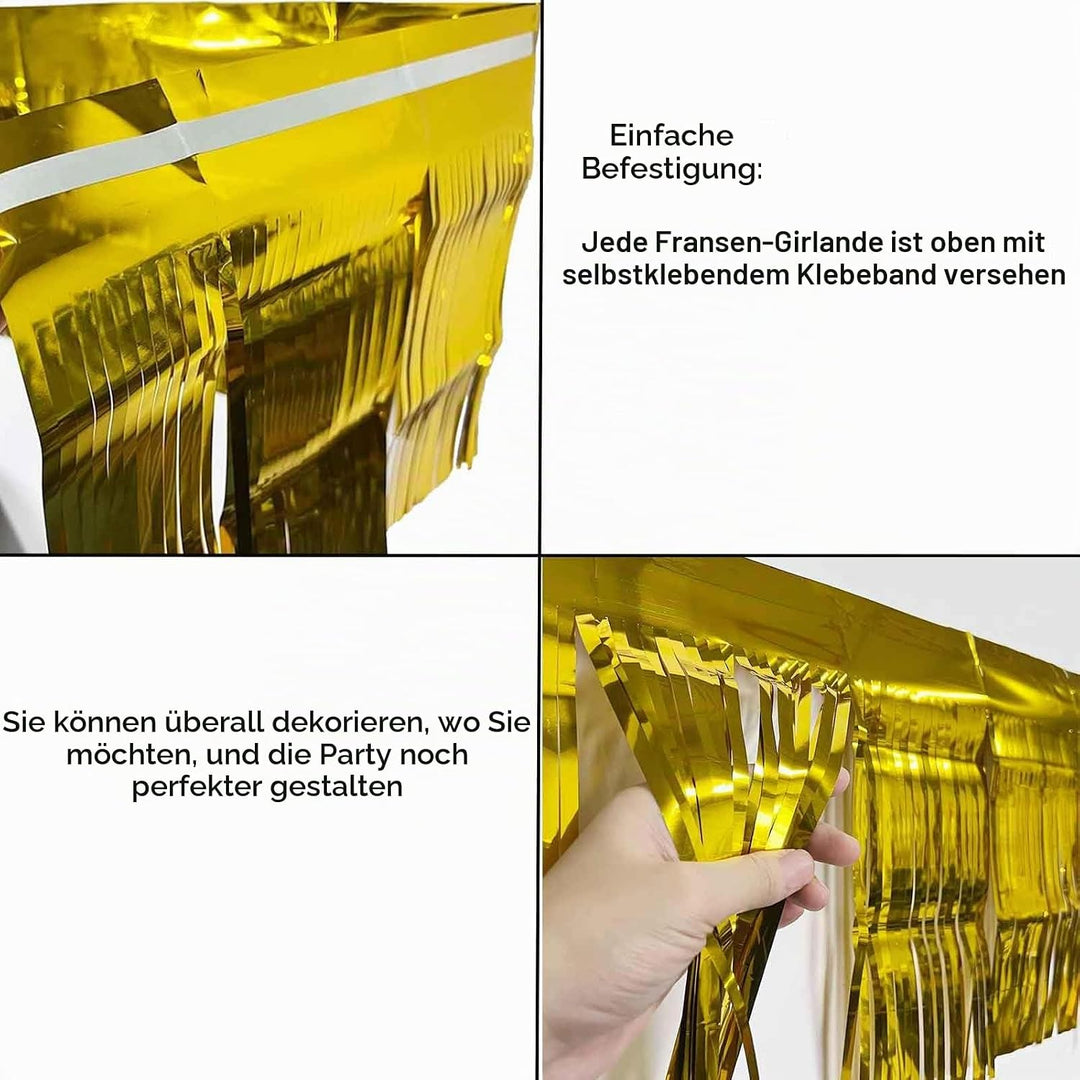 We Moment Zone 6-Pakete Gold Fransen Girlande Metallic, Metallic-Folien-Fransengirlande Hängedekorat