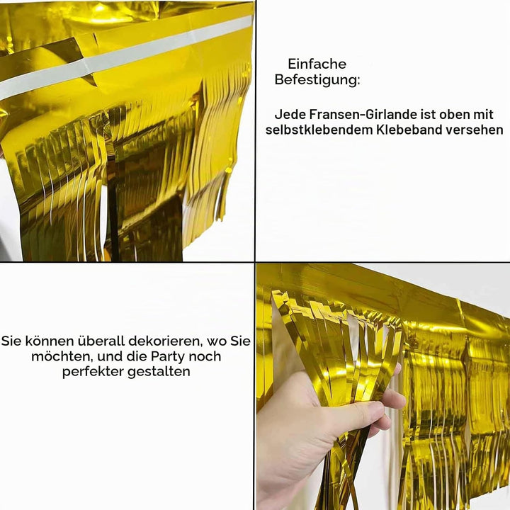 We Moment Zone 6-Pakete Blau Fransen Girlande Metallic, Metallic-Folien-Fransengirlande Hängedekorat