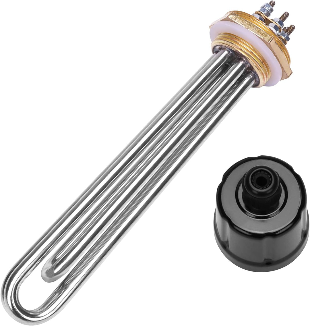 DERNORD 220V/380V 2000W 1.25 Zoll Heizelement 3U Typ Heizstab BSP Kupfer Flansch 1.25 Zoll 2000W, 1.