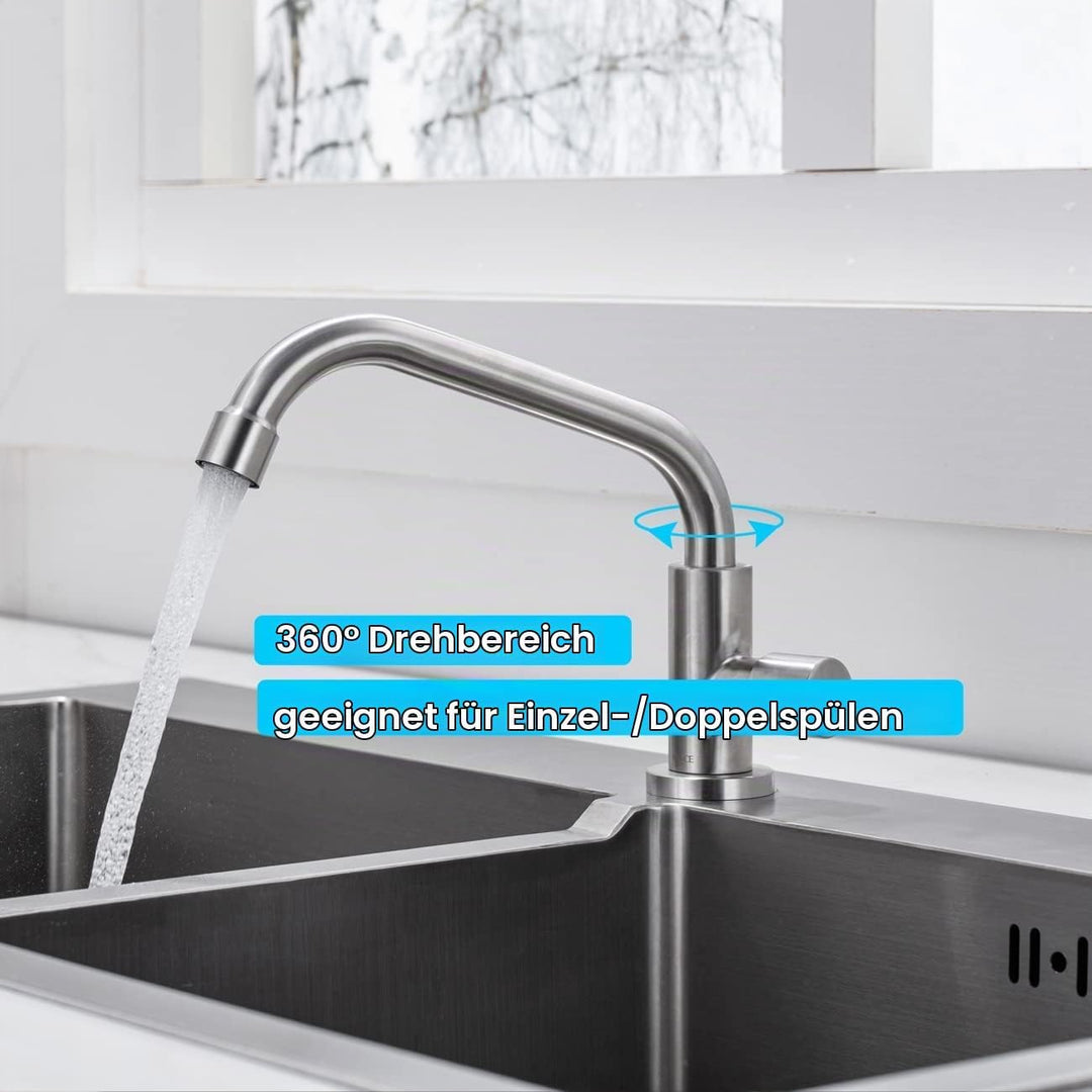 ONECE Küchenarmatur Kaltwasser Wasserhahn Küche Kaltwasserhahn mit 360° schwenkbar, Kaltwasserarmatu