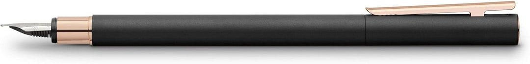 Faber-Castell 343102 - Füller Neo Slim Metall, Federbreite EF, schwarz mit rosegold Federbreite EF s