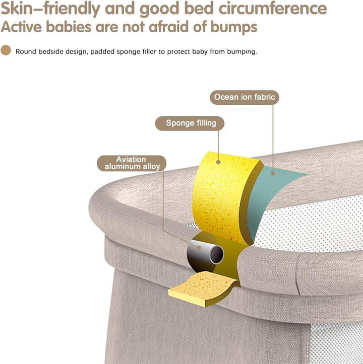 Beistellbett Baby, Convertible Grosser Raum Babybett für Co-Sleeping, Baby Beistellbett Boxspringbet