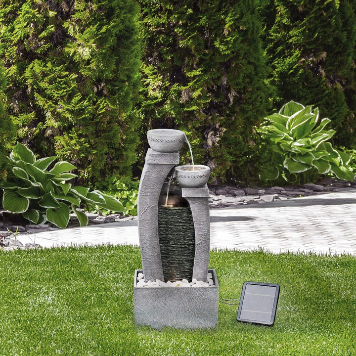 Teamson Home Garden & Outdoor Solarbetriebenes Wasserspiel mit Lichtern, kaskadierendem Springbrunne