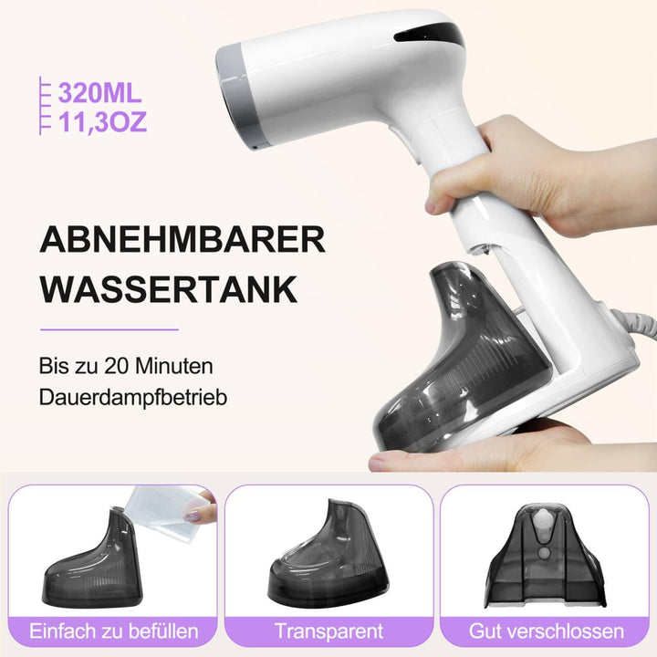 Steamer Dampfglätter 1650W 320ML Reisebügeleisen Wassertank 20s Schnelle Aufheizung 30G/min Tragbar