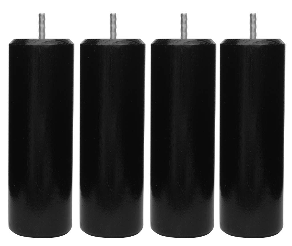 Margot – Chamäleon Zylinder Set 4 Füsse für Lattenrost Holz 7 x 7 x 23 cm, Holz, schwarz, 7 x 7 x 23