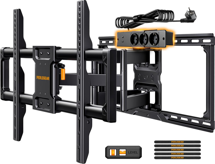 Perlegear voll-bewegliche TV Wandhalterung mit Steckdosenleiste, 42"-90", 68KG, vormontierte TV Halt