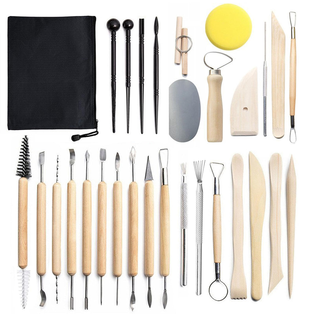 xiaowanwan 30 Stück Modellierwerkzeug Ton,Töpferwerkzeug Set,Sculpting Keramik Clay Tools,Polymer Cl