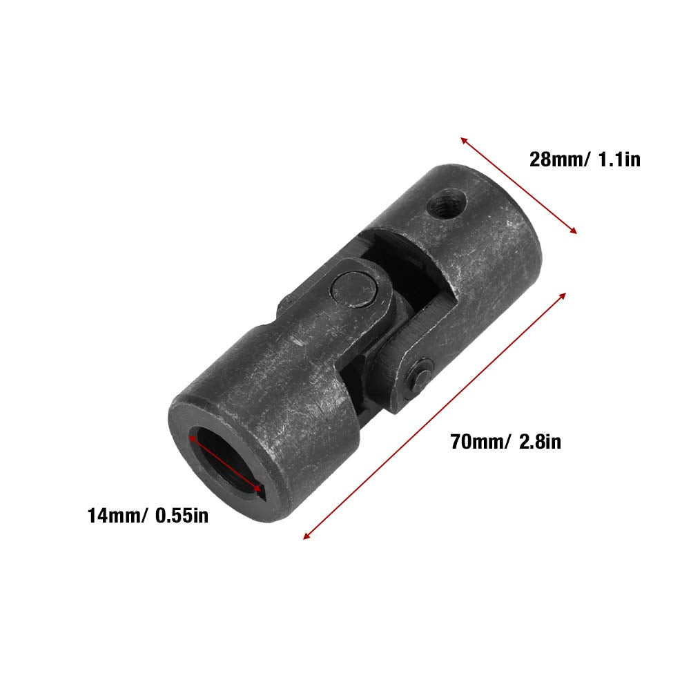 ID 14mm OD 28mm Universalgelenk U Motorgelenk Schwarze Wellengelenk-Metallkupplung