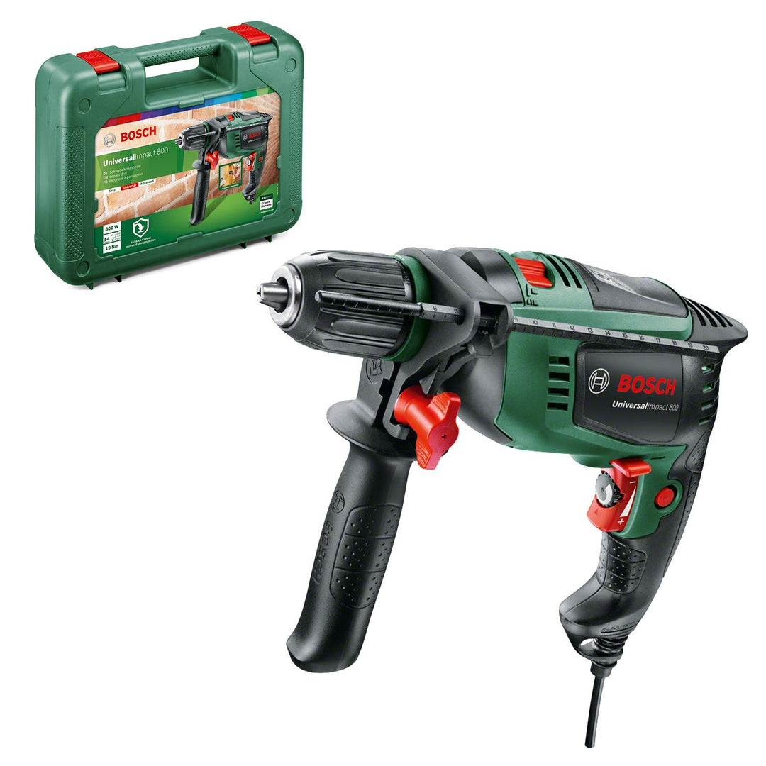 Bosch Home and Garden Schlagbohrmaschine UniversalImpact 800 (800 Watt, Koffer), Schwarz/Grün, Unive
