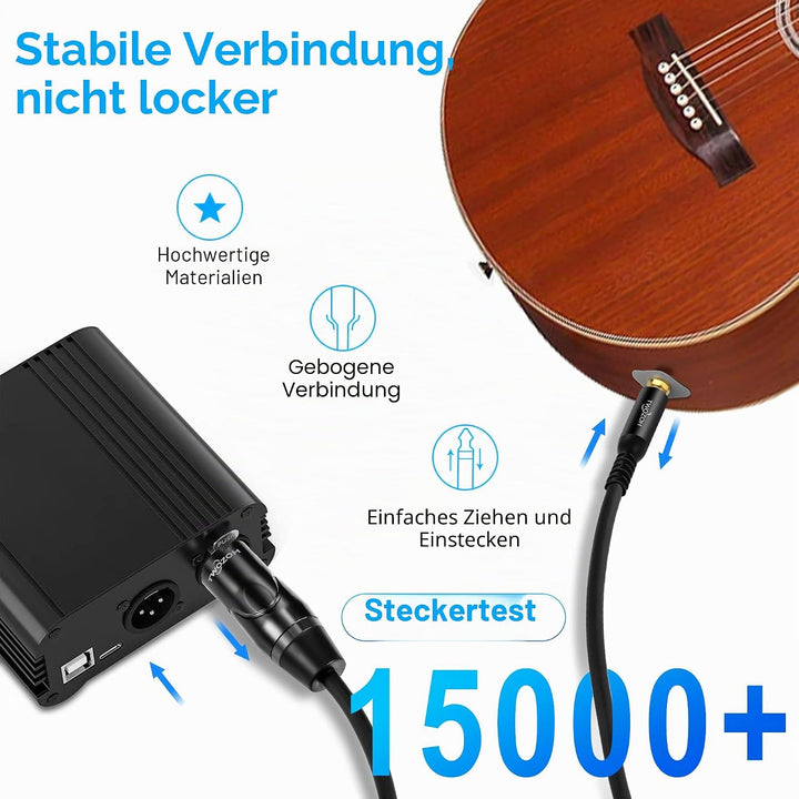 Twozoh XLR auf Klinke 6,3 10M, XLR Stecker auf TRS 6,35 mm Stereo Gitarrenkabel (Profesional/Hifi) 1