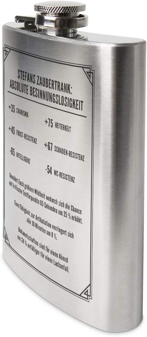 Flachmann Edelstahl 237 ml 8 oz individuelle Gravur Geschenk - Ausrüstungsgegenstand, Ausrüstungsgeg