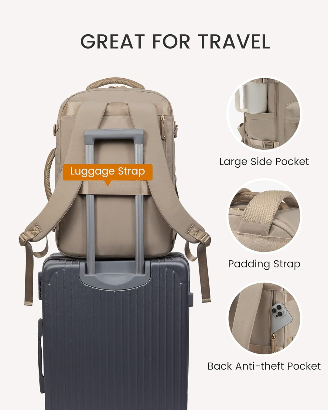LOVEVOOK Handgepäck Rucksack Ryanair 40x30x20, Klein Reiserucksack Flugzeug Damen, 20L Travel Backpa