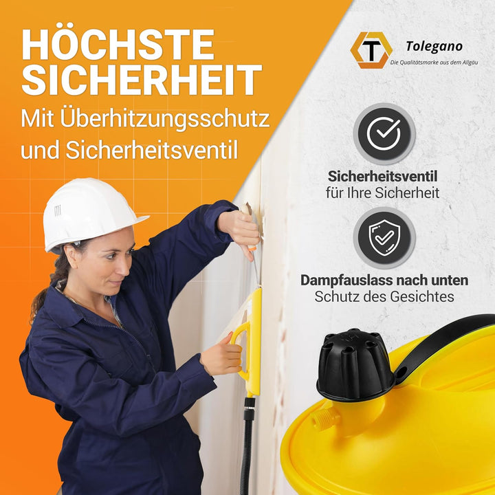 Dampftapetenablöser, 2000 Watt Leistung, 4,5 Liter Wassertank, Arbeitszeit ca. 80 Minuten. Tapetenen