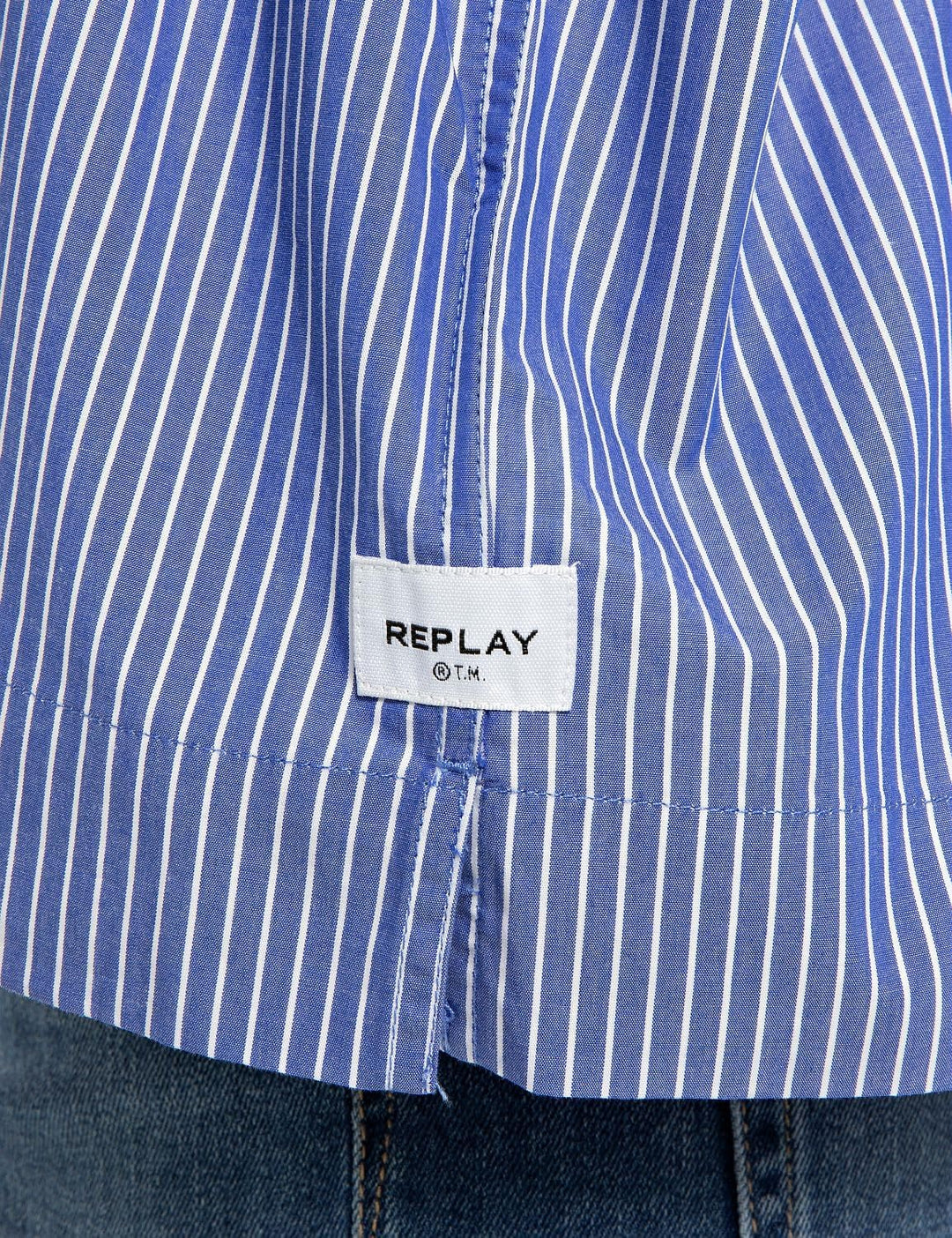 Replay Damen Bluse XXS 010 Blue/White, XXS 010 Blue/White