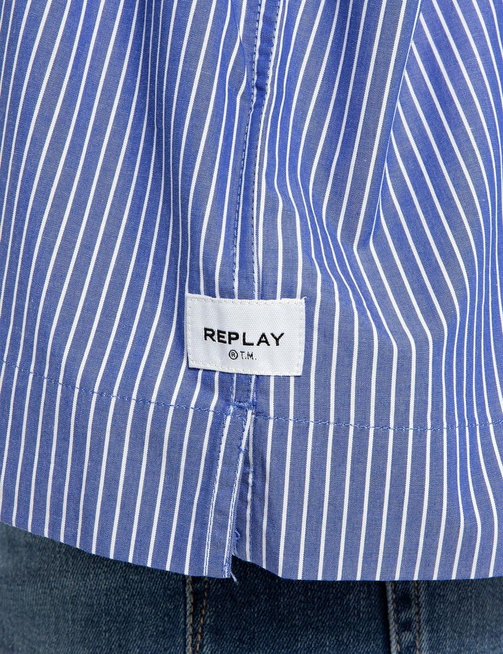 Replay Damen Bluse XXS 010 Blue/White, XXS 010 Blue/White