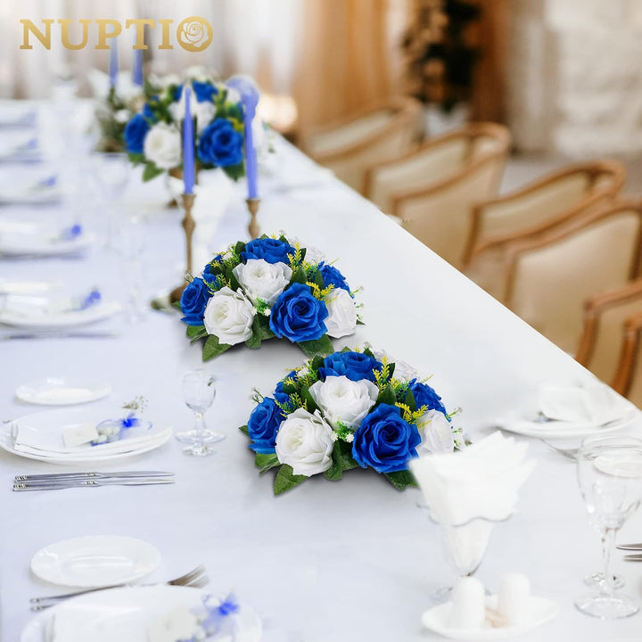 NUPTIO Künstliche Blume Ball Tafelaufsätze: 6 Stück Königsblau Gefälschte Blumen Rosen Bälle 24cm Du