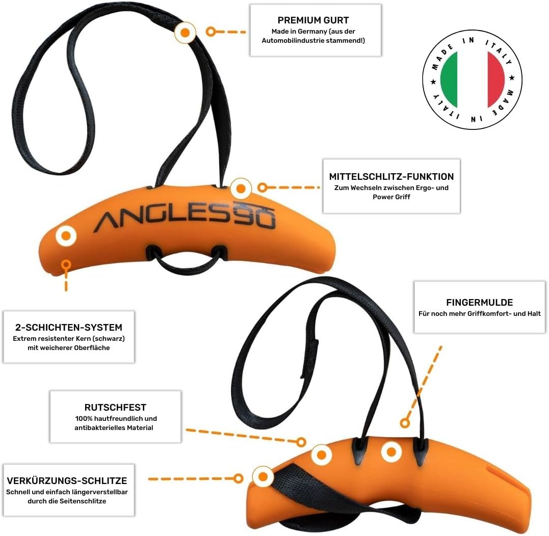 Angles90 Dynamische Fitness Griffe - Befestigbar an Klimmzugstangen - Für Latzug Maschinen & Ruderge