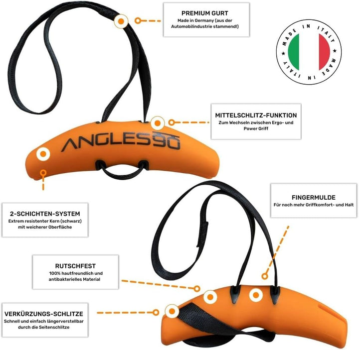 Angles90 Dynamische Fitness Griffe - Befestigbar an Klimmzugstangen - Für Latzug Maschinen & Ruderge