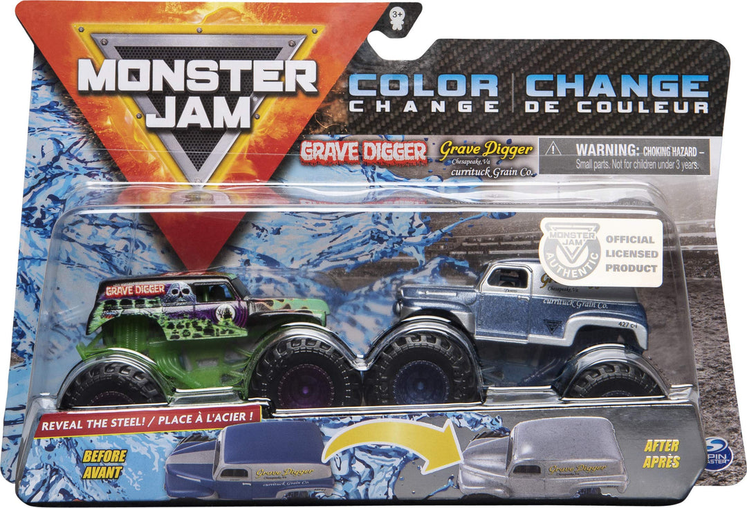 Monster Jam Offizieller Grave Digger vs Grave Digger (1984 Retro) Farbwechselnde Die-Cast Monster Tr