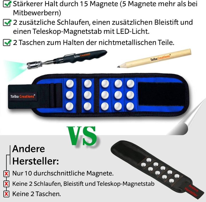 Geschenke für Männer, Magnetarmband Handwerker 2024 inkl. Magnetstab und Bleistift zum Halten von Sc