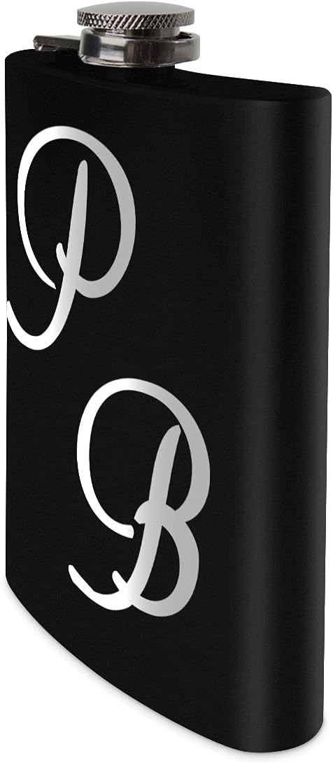 Edelstahl Flachmann 237 ml schwarz matt lackert inkl. individuelle Gravur in Silber von Paule Black