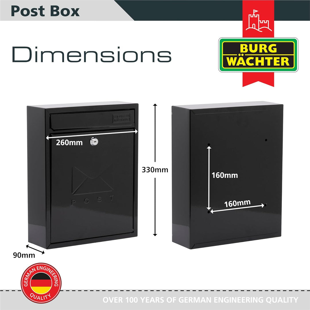 Sterling MB05 Kompakter Briefkasten, Weiss 26x33x9cm Kompakt Schwarz, 26x33x9cm Kompakt Schwarz