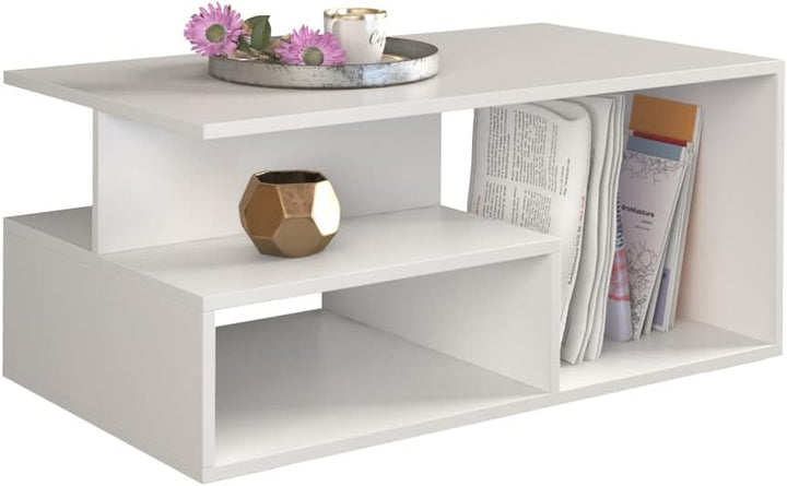 VBChome Kaffeetisch 90 x 51 x 43 cm Weiss Couchtisch Wohnzimmertisch Teetisch Beistelltisch Sofatisc
