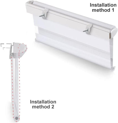 OBdeco Doppelrollo Duo Rollo Klemmfix ohne Bohren B95cm x H150cm(Stoffbreite 91cm) Weiss für Fenster