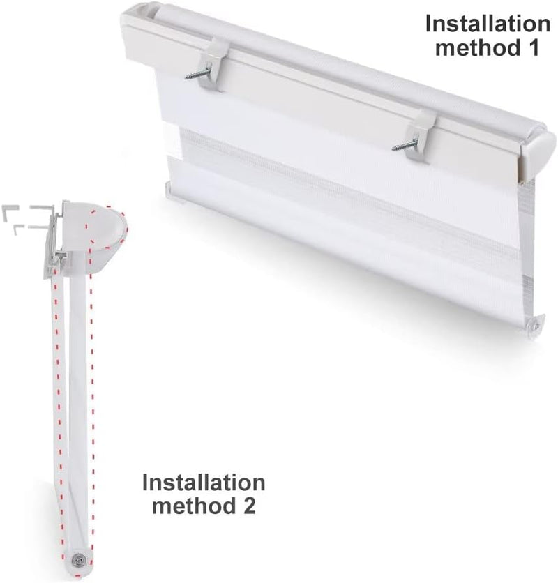 OBdeco Doppelrollo Duo Rollo Klemmfix ohne Bohren B95cm x H150cm(Stoffbreite 91cm) Weiss für Fenster
